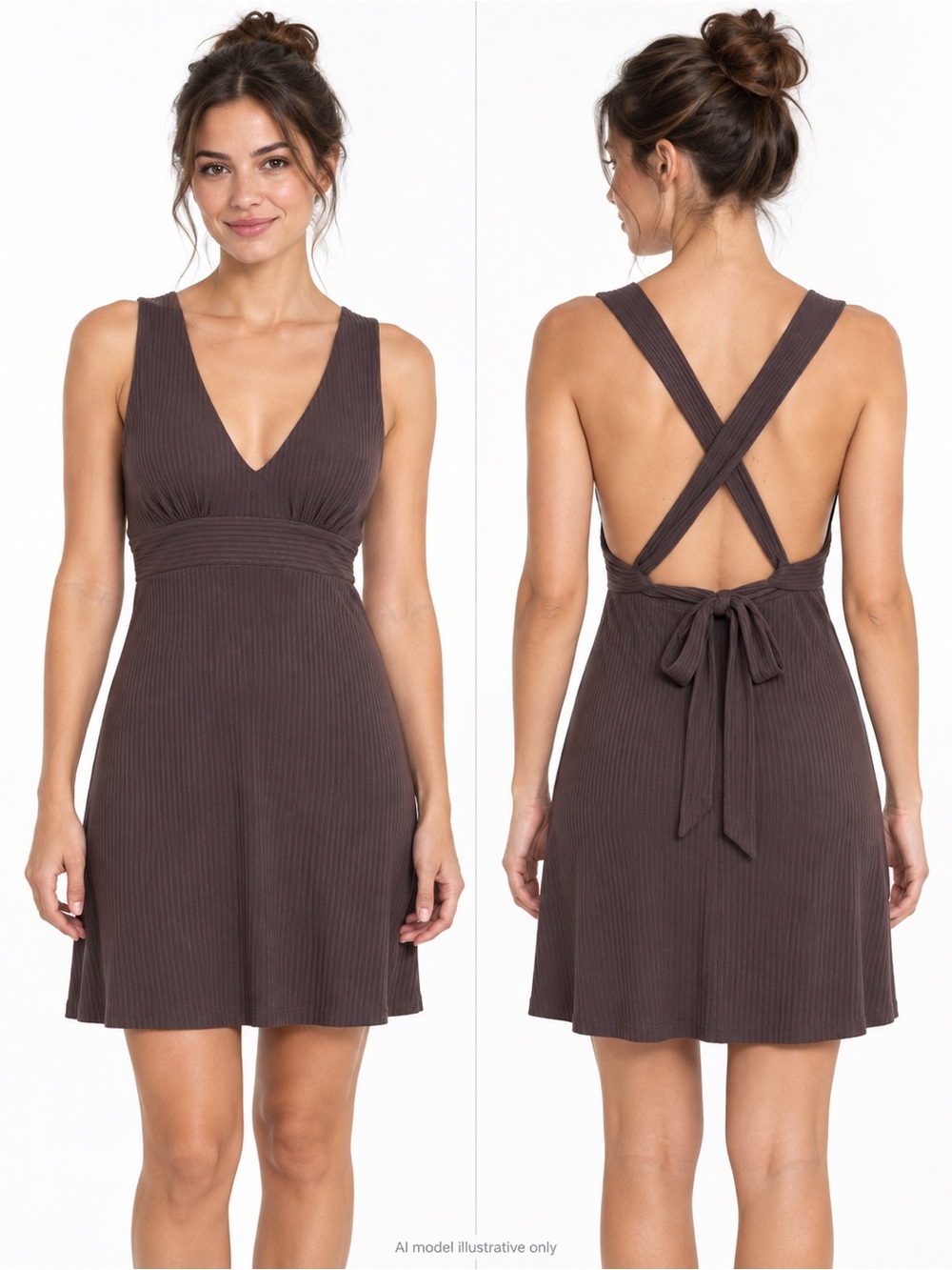 Volcom Mini Dress XS Ribbed Open Back Tie Waist Beach Resort Vacation Boho Surf